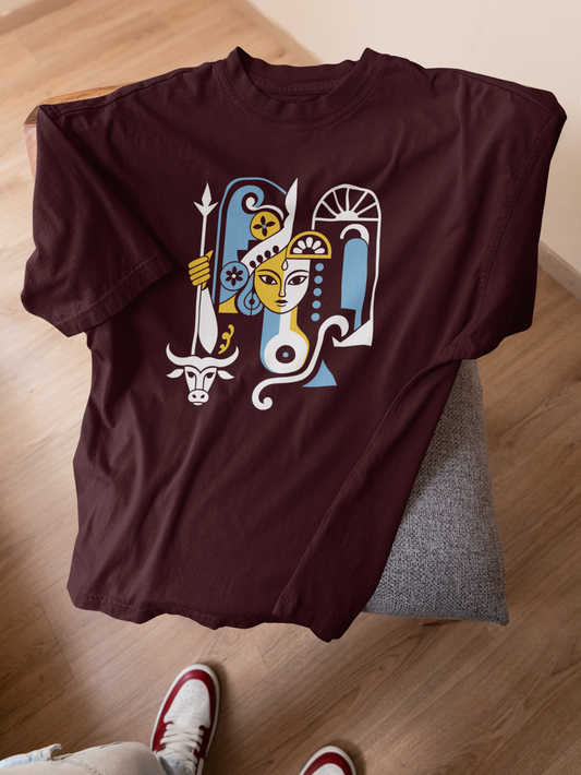 T-Touch Unisex 'Durga Illustration' Bengali Printed Cotton T-Shirt