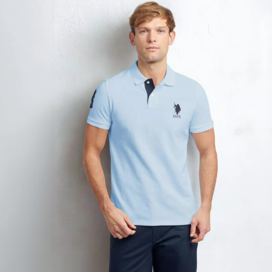 US Polo Assn. (USPA) Collar Neck Polo T-Shirt (Sky-Blue)