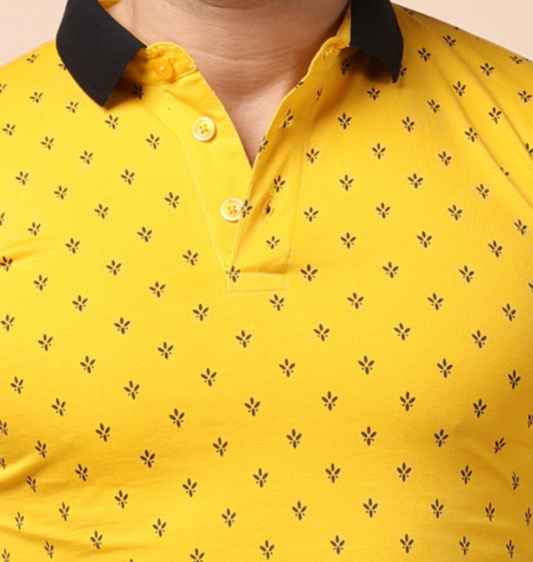 Berry Blues Men's Premium Dotted Pure Cotton Collar Neck Polo T-Shirt