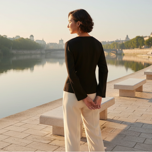 T-Touch Women's Asymmetrical Long Sleeves Top (Black)