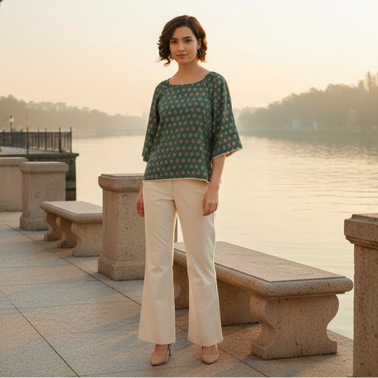 T-Touch Women's Printed Long-Sleeves Top (Green)