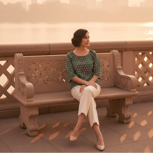 T-Touch Women's Printed Long-Sleeves Top (Green)