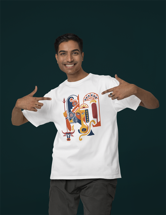 T-Touch Unisex 'Durga Illustration' Bengali Printed Cotton T-Shirt