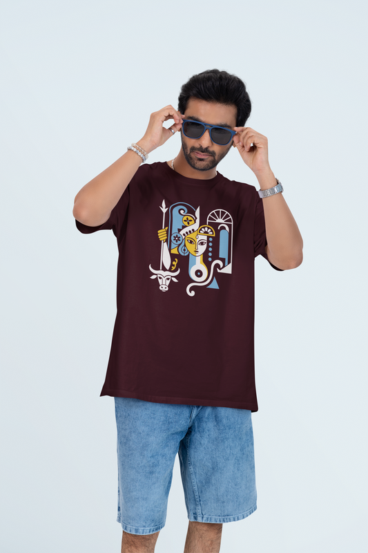 T-Touch Unisex 'Durga Illustration' Bengali Printed Cotton T-Shirt