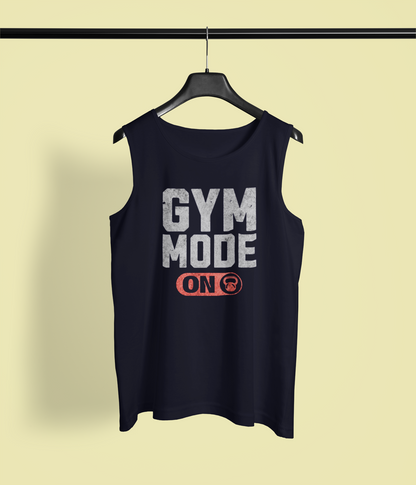 Gym Mode On Men's 100% Cotton Premium Sleeveless T-Shirt