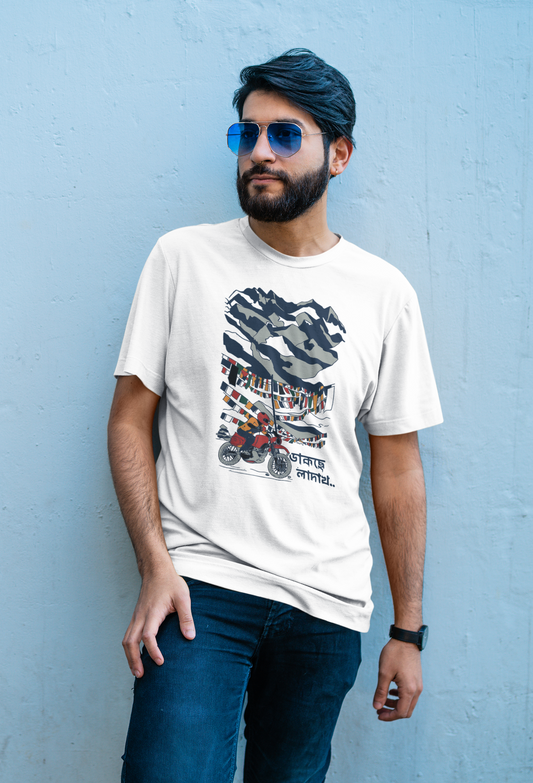 T-Touch Unisex 'Dakche Ladakh' Bengali Printed Cotton T-Shirt
