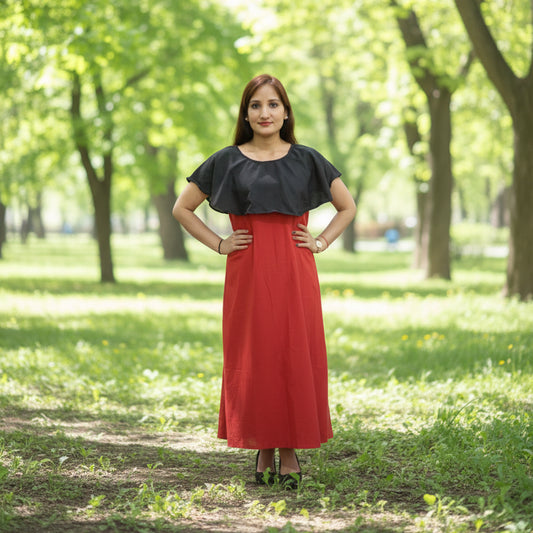 T-Touch Women’s Casual Crepe Cape Sleeve Dress (Black)