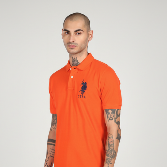 US Polo Assn. (USPA) Collar Neck Polo T-Shirt (Orange)